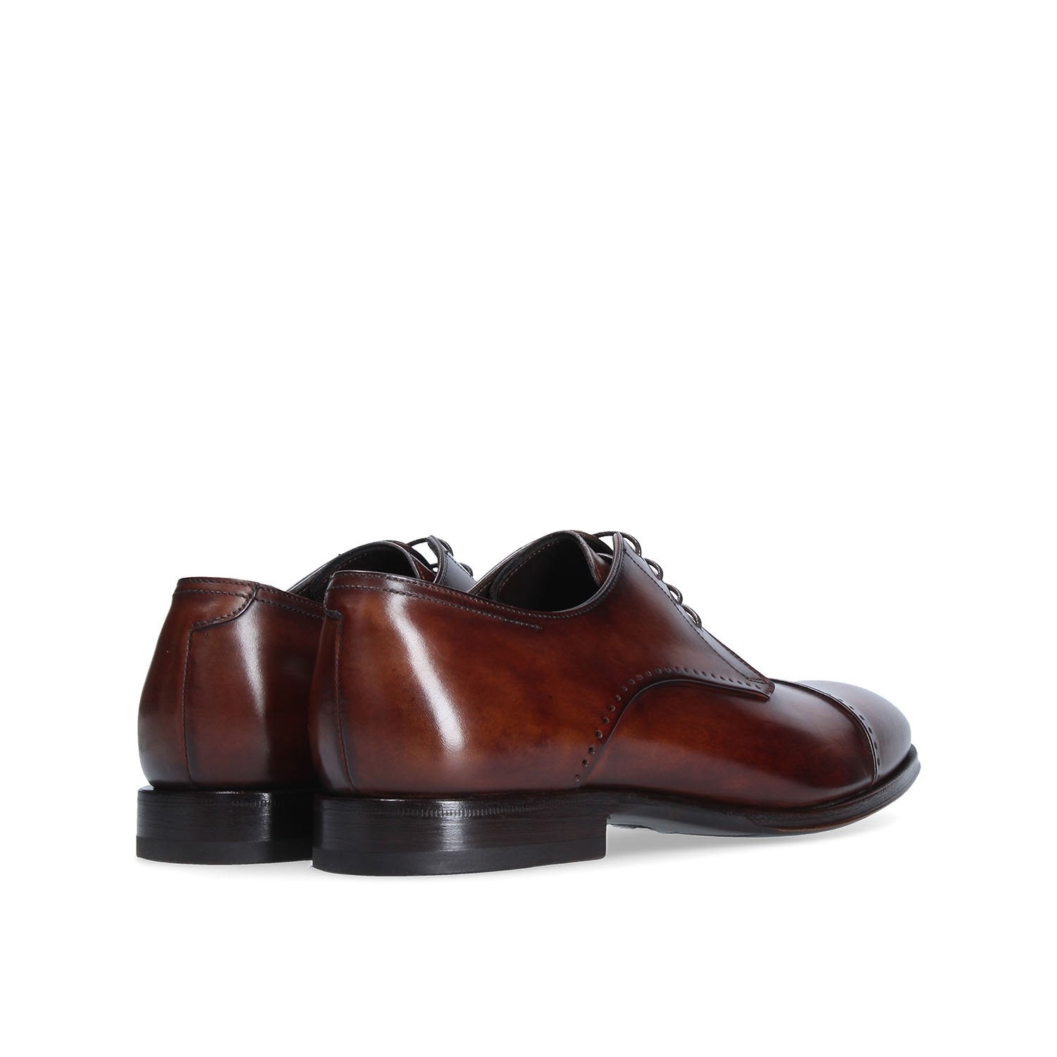 Derby Arles in cuoio marrone medio fatta a mano in Italia vista retro