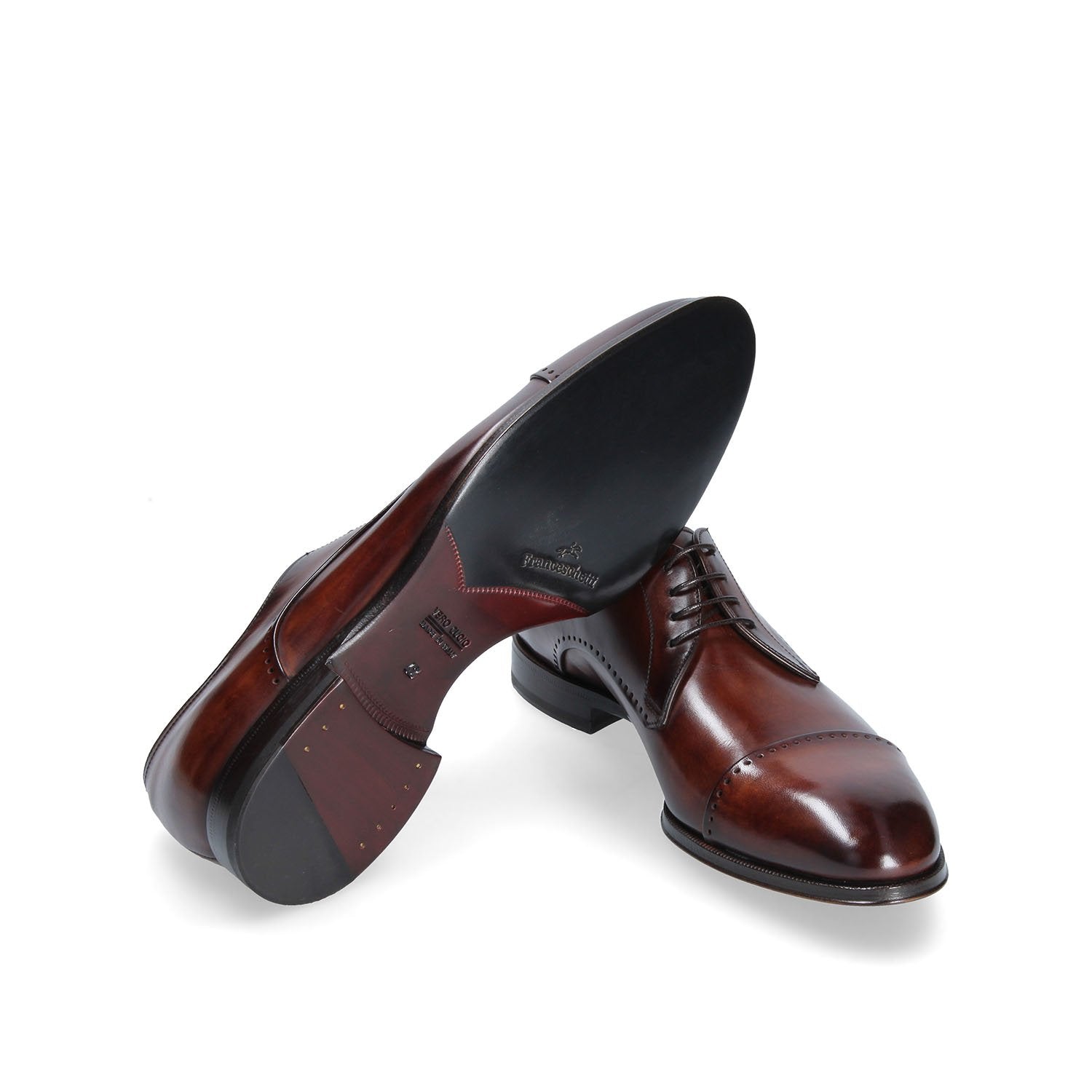 Derby Arles in cuoio marrone medio fatta a mano in Italia vista fondo