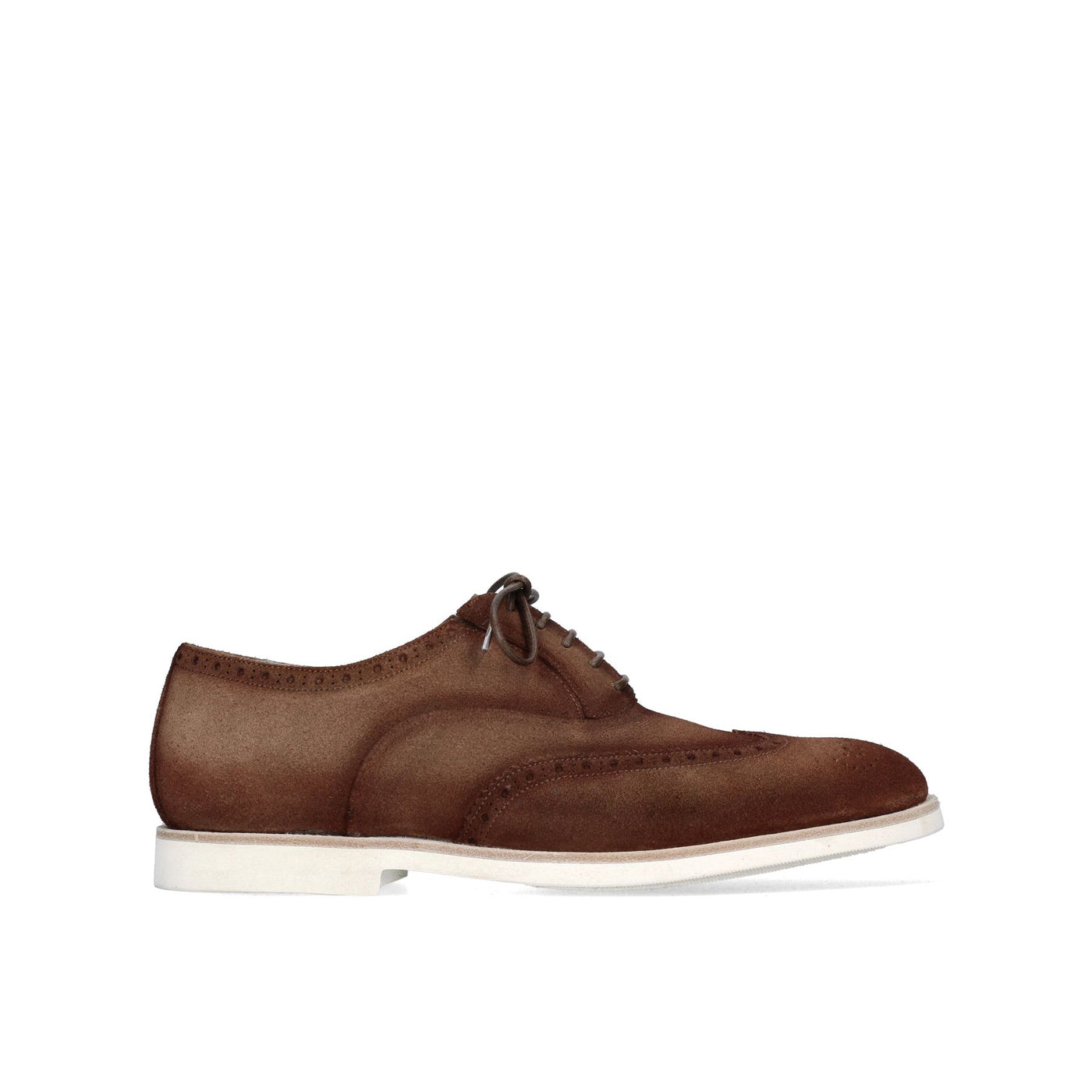 Francesina Lorenzo in camoscio tabacco con elastico vista laterale