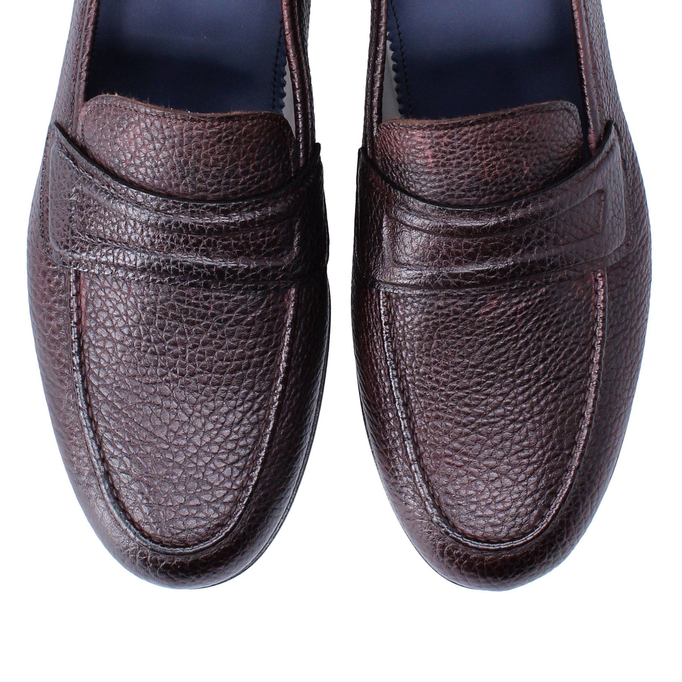 Punta della Pantofola con fascia Alberto in cervo crust color cuoio scuro