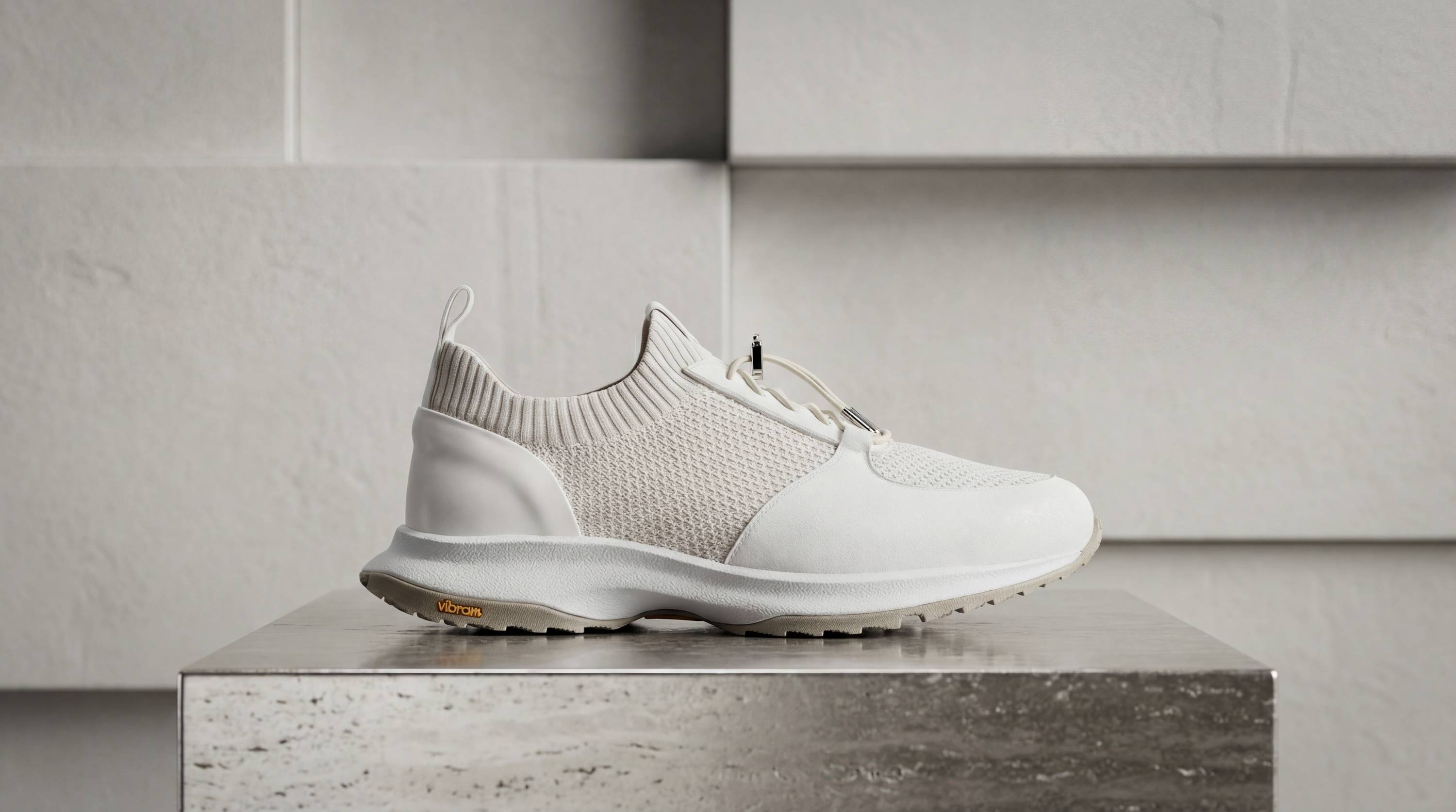 total white sneaker knitted fabric